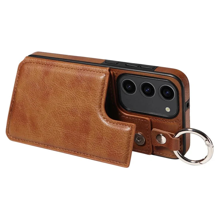 003 For Samsung Galaxy S23 Case Leather+TPU Card Holder Phone Protector Back Cover