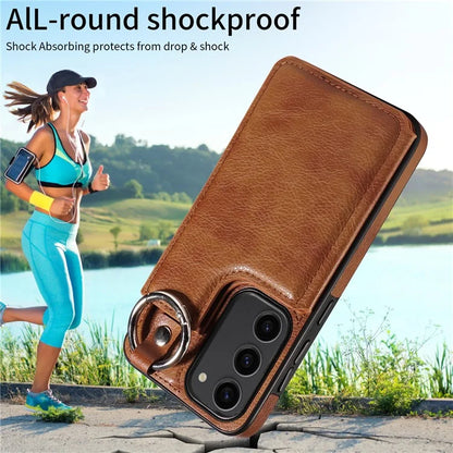 003 For Samsung Galaxy S23 Case Leather+TPU Card Holder Phone Protector Back Cover