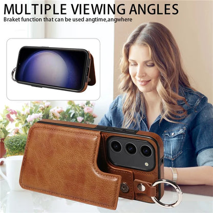 003 For Samsung Galaxy S23 Case Leather+TPU Card Holder Phone Protector Back Cover