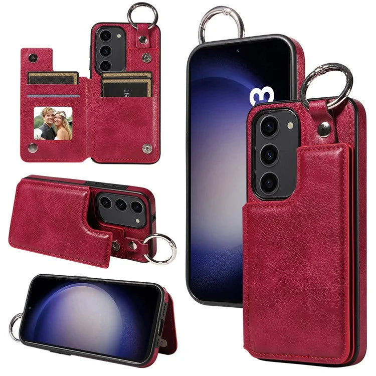 003 For Samsung Galaxy S23 Case Leather+TPU Card Holder Phone Protector Back Cover