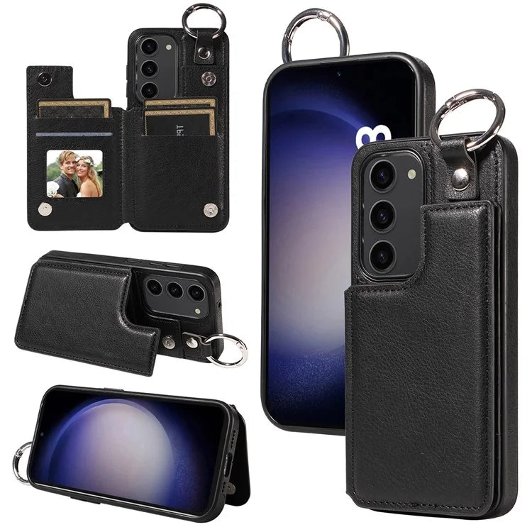 003 For Samsung Galaxy S23 Case Leather+TPU Card Holder Phone Protector Back Cover