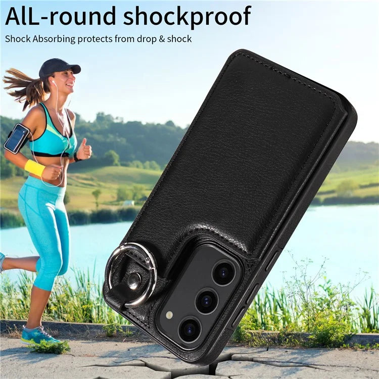 003 For Samsung Galaxy S23 Case Leather+TPU Card Holder Phone Protector Back Cover