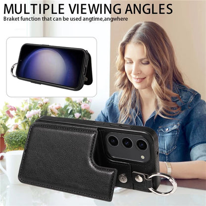 003 For Samsung Galaxy S23 Case Leather+TPU Card Holder Phone Protector Back Cover