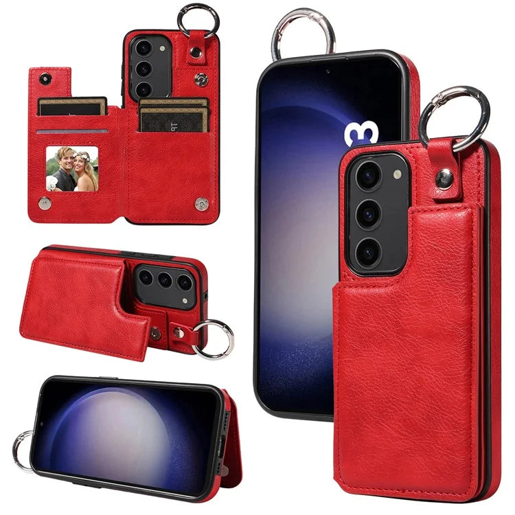 003 For Samsung Galaxy S23 Case Leather+TPU Card Holder Phone Protector Back Cover