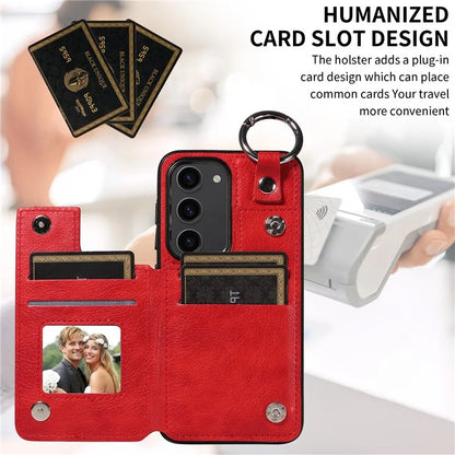 003 For Samsung Galaxy S23 Case Leather+TPU Card Holder Phone Protector Back Cover