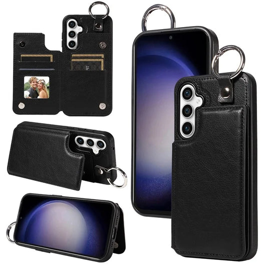 003 For Samsung Galaxy S23 FE Case Card Holder Anti-drop PU Leather+TPU Phone Cover