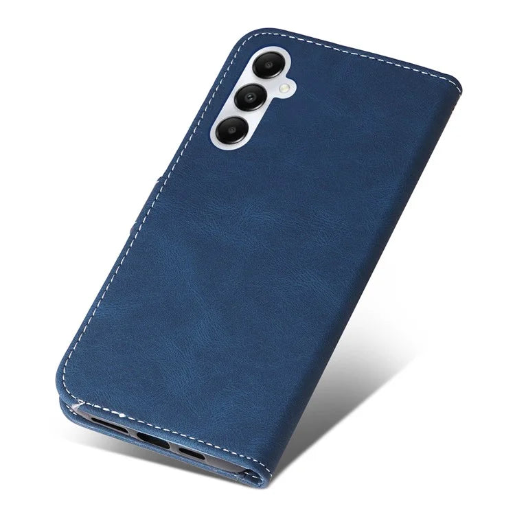For Samsung Galaxy A05s 4G Case Three-color Splicing Leather Wallet Stand Phone Cover with Strap