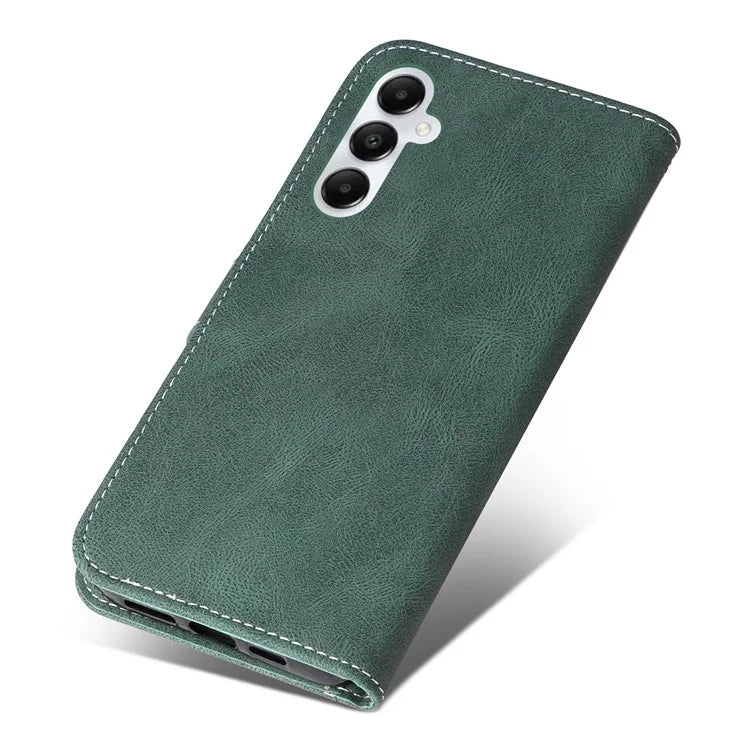 For Samsung Galaxy A05s 4G Case Three-color Splicing Leather Wallet Stand Phone Cover with Strap