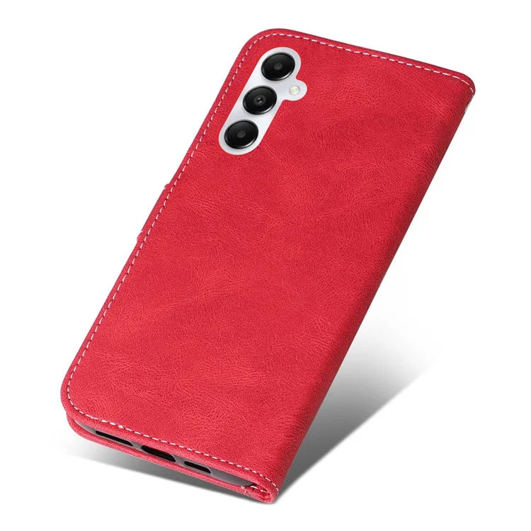 For Samsung Galaxy A05s 4G Case Three-color Splicing Leather Wallet Stand Phone Cover with Strap