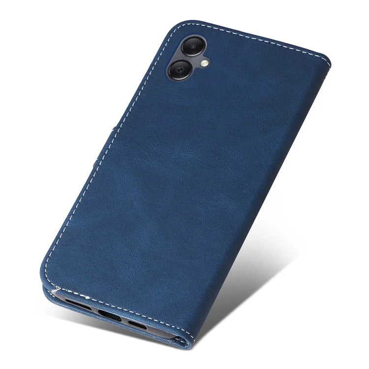For Samsung Galaxy A05 4G Case PU Leather Wallet Three-color Splicing Stand Cover with Strap