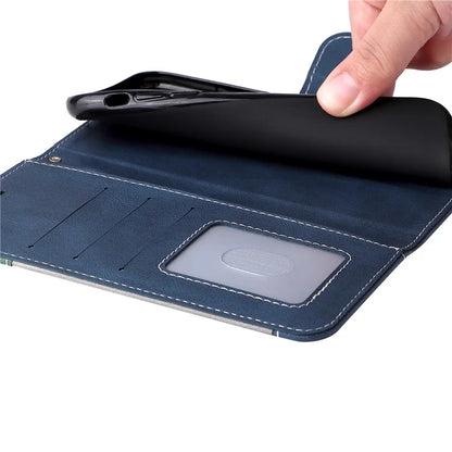For Samsung Galaxy A05 4G Case PU Leather Wallet Three-color Splicing Stand Cover with Strap