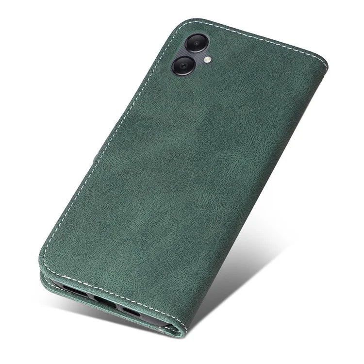 For Samsung Galaxy A05 4G Case PU Leather Wallet Three-color Splicing Stand Cover with Strap