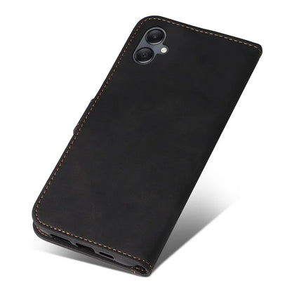 For Samsung Galaxy A05 4G Case PU Leather Wallet Three-color Splicing Stand Cover with Strap