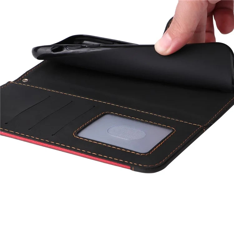 For Samsung Galaxy A05 4G Case PU Leather Wallet Three-color Splicing Stand Cover with Strap