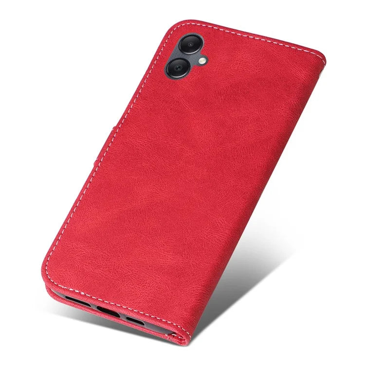 For Samsung Galaxy A05 4G Case PU Leather Wallet Three-color Splicing Stand Cover with Strap