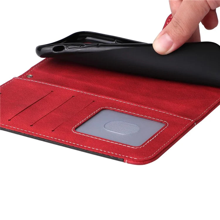 For Samsung Galaxy A05 4G Case PU Leather Wallet Three-color Splicing Stand Cover with Strap