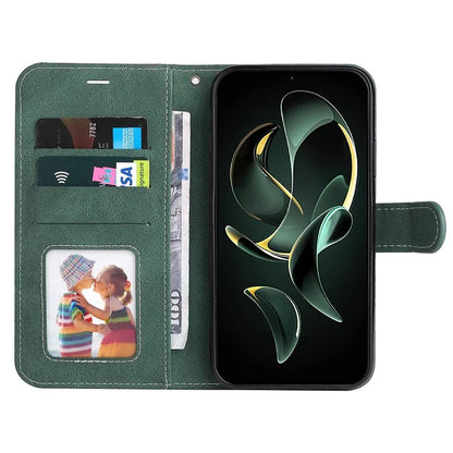 For Xiaomi 13T Pro / 13T / Redmi K60 Ultra Case Three-color Splicing Leather Wallet Cover Stand Phone Shell with Strap