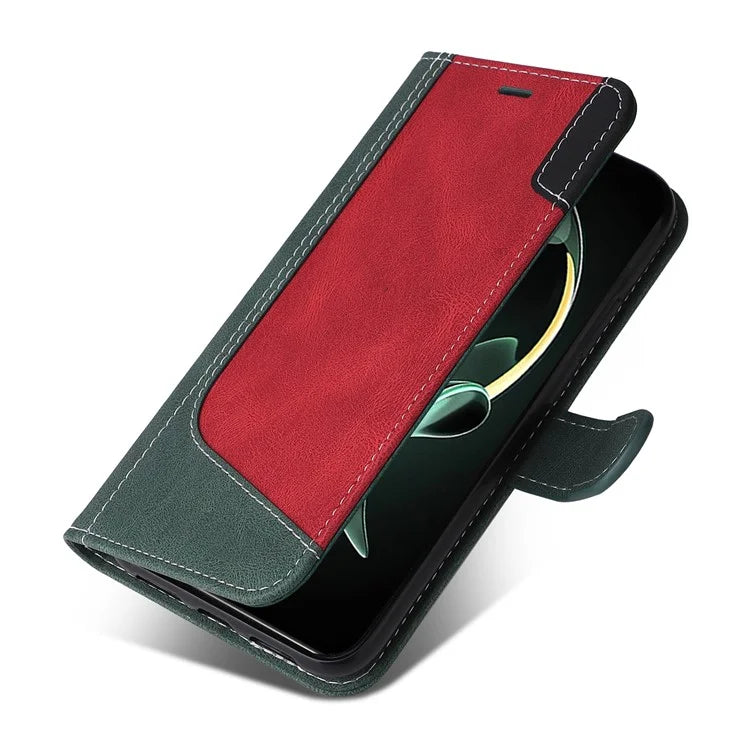 For Xiaomi 13T Pro / 13T / Redmi K60 Ultra Case Three-color Splicing Leather Wallet Cover Stand Phone Shell with Strap