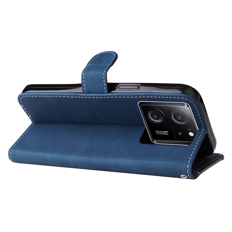 For Xiaomi 13T Pro / 13T / Redmi K60 Ultra Case Three-color Splicing Leather Wallet Cover Stand Phone Shell with Strap