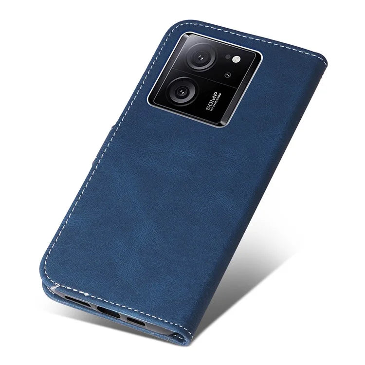 For Xiaomi 13T Pro / 13T / Redmi K60 Ultra Case Three-color Splicing Leather Wallet Cover Stand Phone Shell with Strap