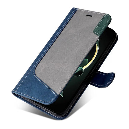 For Xiaomi 13T Pro / 13T / Redmi K60 Ultra Case Three-color Splicing Leather Wallet Cover Stand Phone Shell with Strap