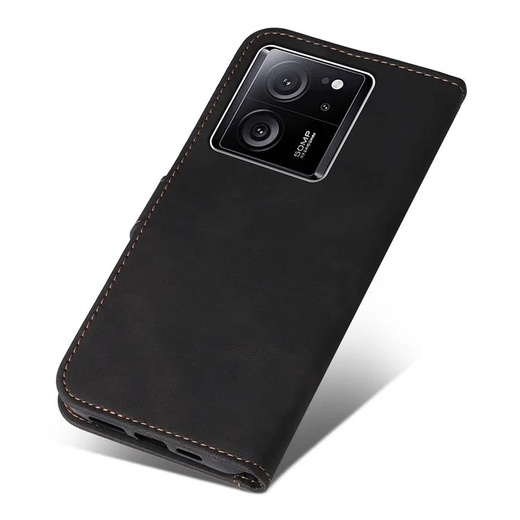 For Xiaomi 13T Pro / 13T / Redmi K60 Ultra Case Three-color Splicing Leather Wallet Cover Stand Phone Shell with Strap