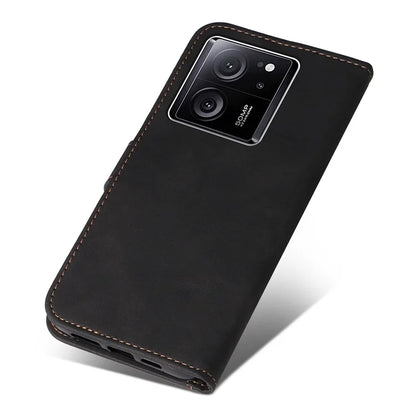 For Xiaomi 13T Pro / 13T / Redmi K60 Ultra Case Three-color Splicing Leather Wallet Cover Stand Phone Shell with Strap