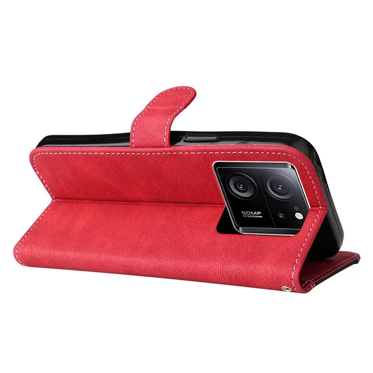 For Xiaomi 13T Pro / 13T / Redmi K60 Ultra Case Three-color Splicing Leather Wallet Cover Stand Phone Shell with Strap