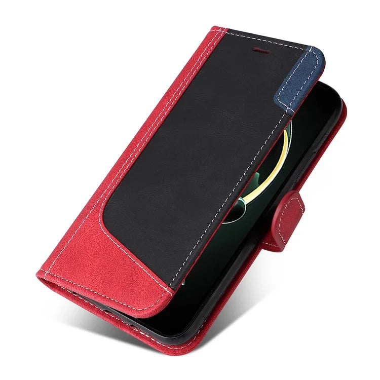 For Xiaomi 13T Pro / 13T / Redmi K60 Ultra Case Three-color Splicing Leather Wallet Cover Stand Phone Shell with Strap