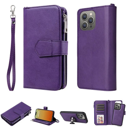 KT Multi-functional Series-4 for iPhone 15 Pro Max Case Magnetic Leather Wallet Stand Zippe Phone Cover