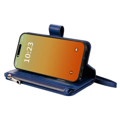 KT Multi-functional Series-4 for iPhone 15 Pro Max Case Magnetic Leather Wallet Stand Zippe Phone Cover
