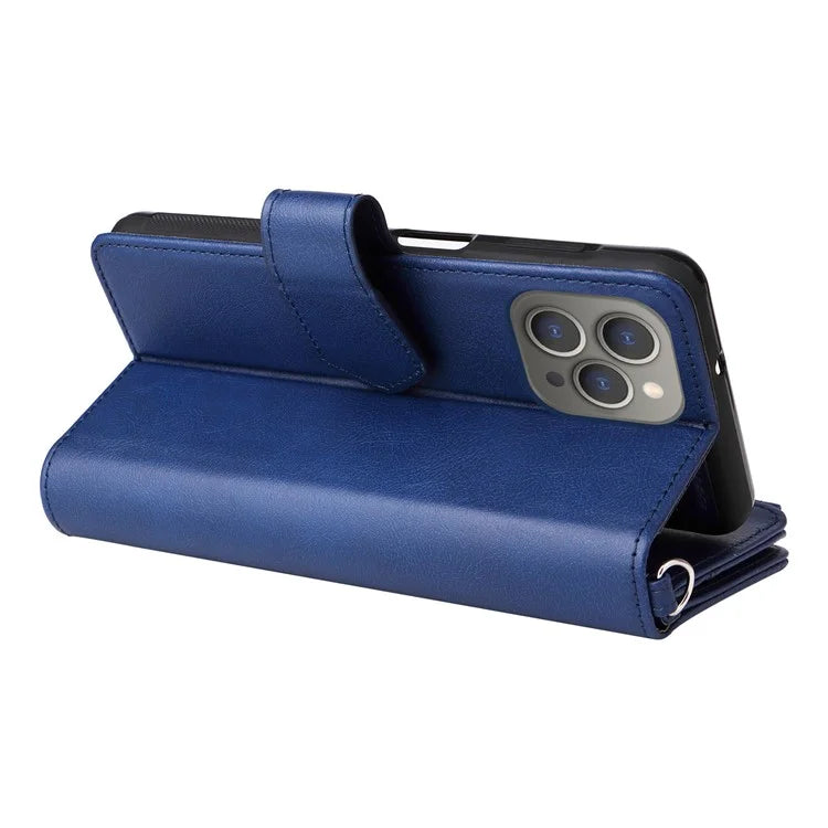KT Multi-functional Series-4 for iPhone 15 Pro Max Case Magnetic Leather Wallet Stand Zippe Phone Cover