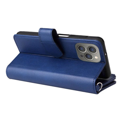 KT Multi-functional Series-4 for iPhone 15 Pro Max Case Magnetic Leather Wallet Stand Zippe Phone Cover