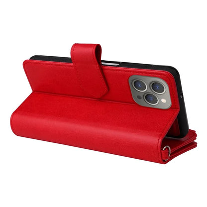 KT Multi-functional Series-4 for iPhone 15 Pro Max Case Magnetic Leather Wallet Stand Zippe Phone Cover