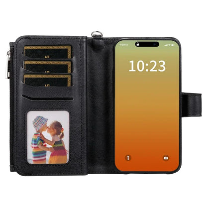 KT Multi-functional Series-4 for iPhone 15 Pro Max Case Magnetic Leather Wallet Stand Zippe Phone Cover