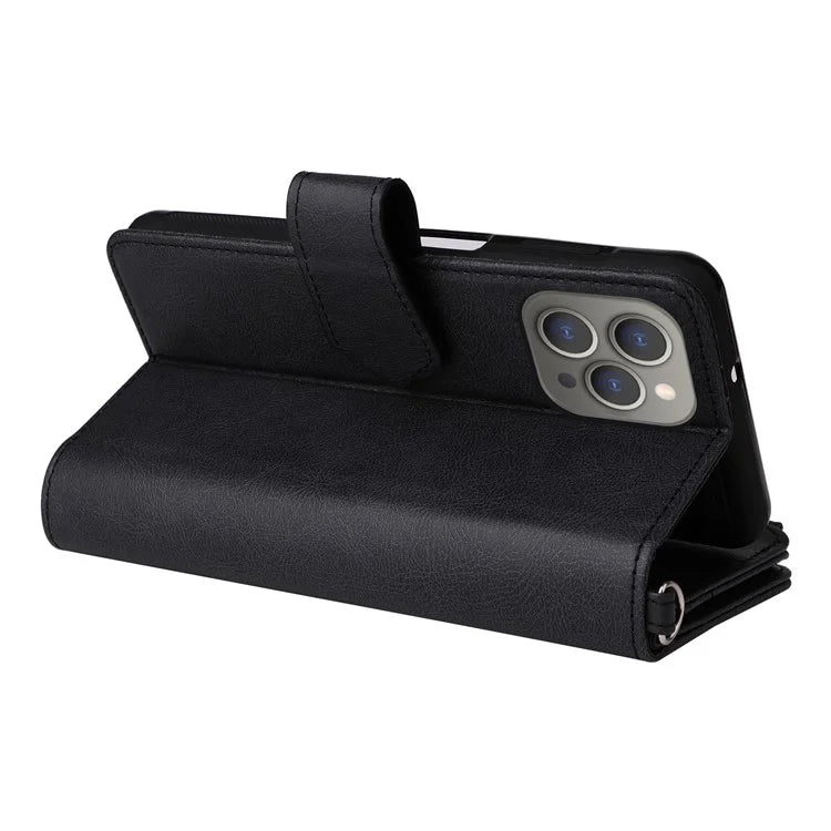 KT Multi-functional Series-4 for iPhone 15 Pro Max Case Magnetic Leather Wallet Stand Zippe Phone Cover