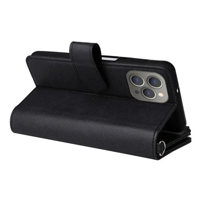 KT Multi-functional Series-4 for iPhone 15 Pro Max Case Magnetic Leather Wallet Stand Zippe Phone Cover