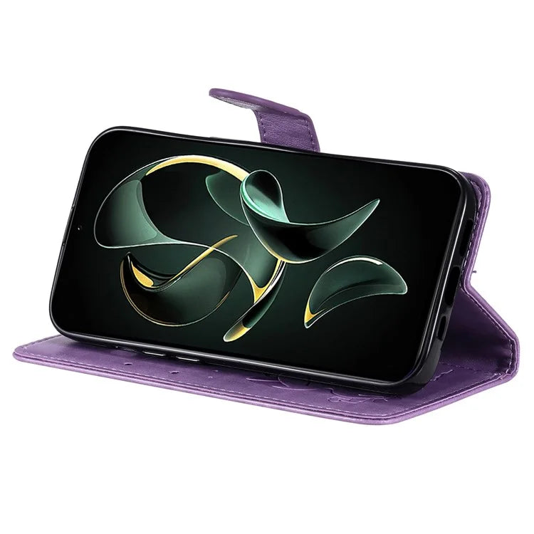 KT Imprinting Flower Series-4 For Xiaomi 13T Pro / 13T / Redmi K60 Ultra Case Cat Imprinted Wallet Phone Cover