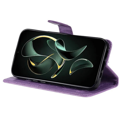 KT Imprinting Flower Series-4 For Xiaomi 13T Pro / 13T / Redmi K60 Ultra Case Cat Imprinted Wallet Phone Cover