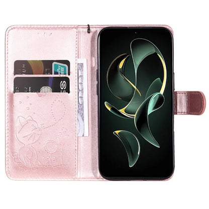 KT Imprinting Flower Series-4 For Xiaomi 13T Pro / 13T / Redmi K60 Ultra Case Cat Imprinted Wallet Phone Cover