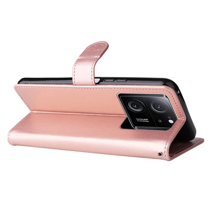 KT Imprinting Flower Series-4 For Xiaomi 13T Pro / 13T / Redmi K60 Ultra Case Cat Imprinted Wallet Phone Cover
