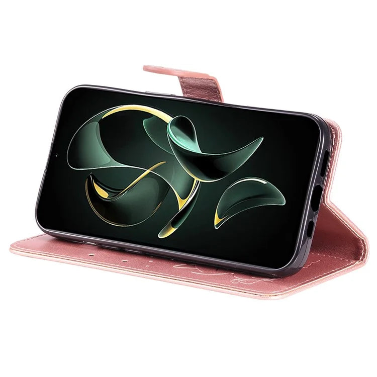 KT Imprinting Flower Series-4 For Xiaomi 13T Pro / 13T / Redmi K60 Ultra Case Cat Imprinted Wallet Phone Cover