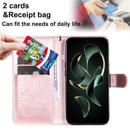 KT Imprinting Flower Series-4 For Xiaomi 13T Pro / 13T / Redmi K60 Ultra Case Cat Imprinted Wallet Phone Cover