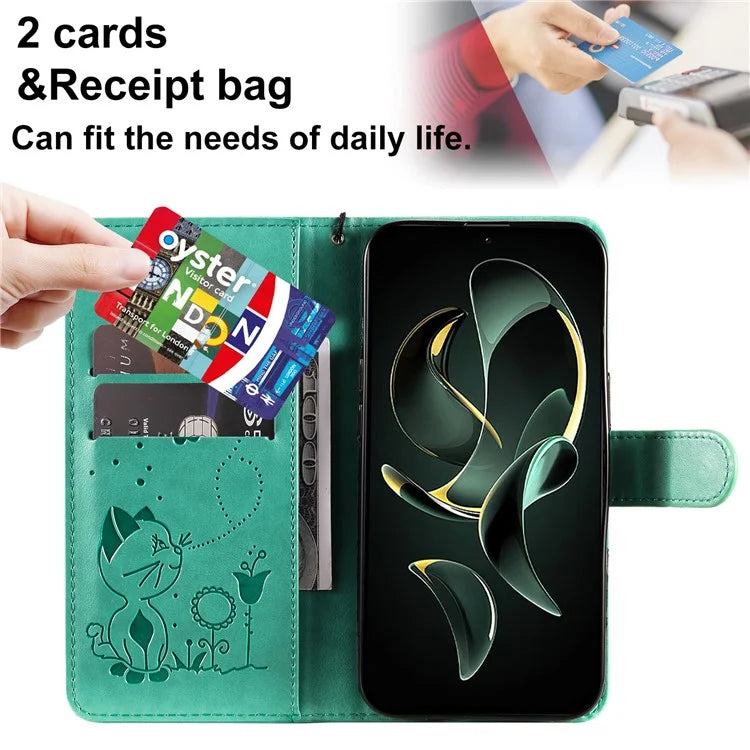 KT Imprinting Flower Series-4 For Xiaomi 13T Pro / 13T / Redmi K60 Ultra Case Cat Imprinted Wallet Phone Cover