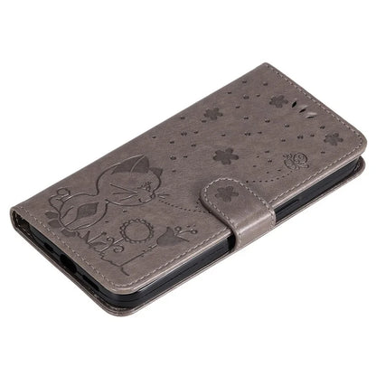 KT Imprinting Flower Series-4 For Xiaomi 13T Pro / 13T / Redmi K60 Ultra Case Cat Imprinted Wallet Phone Cover