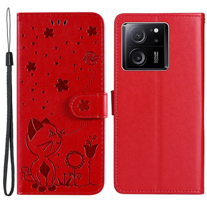 KT Imprinting Flower Series-4 For Xiaomi 13T Pro / 13T / Redmi K60 Ultra Case Cat Imprinted Wallet Phone Cover