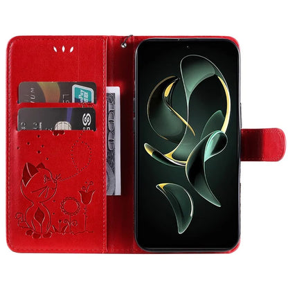 KT Imprinting Flower Series-4 For Xiaomi 13T Pro / 13T / Redmi K60 Ultra Case Cat Imprinted Wallet Phone Cover