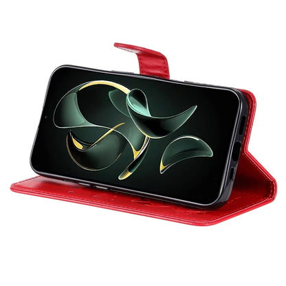 KT Imprinting Flower Series-4 For Xiaomi 13T Pro / 13T / Redmi K60 Ultra Case Cat Imprinted Wallet Phone Cover