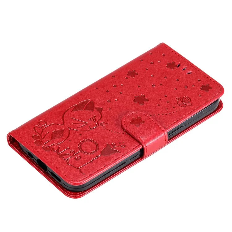 KT Imprinting Flower Series-4 For Xiaomi 13T Pro / 13T / Redmi K60 Ultra Case Cat Imprinted Wallet Phone Cover