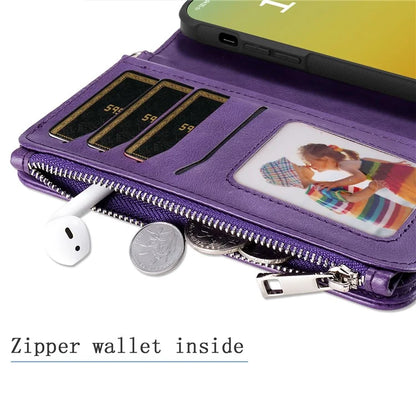 KT Multi-functional Series-4 for iPhone 15 Pro Case Slim-Fit Zipper Leather Wallet Stand Phone Cover
